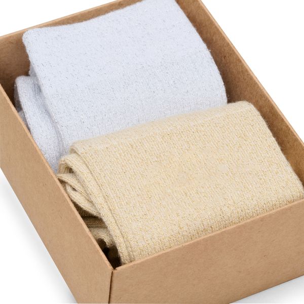 2 Pack Cotton Rib Glitter Eggshel+white