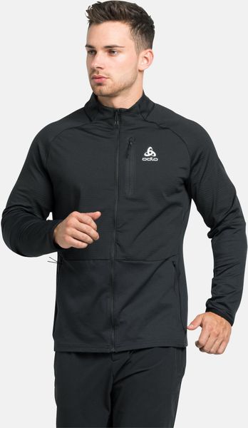 Odlo Men's Sesvenna Full Zip Ski Midlayer, Chinese red Melange, Small