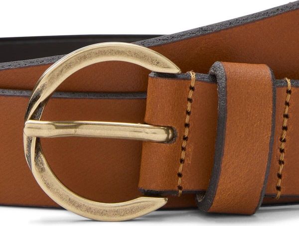 Womens 30mm Natural Leather Belt Twisted Buckle