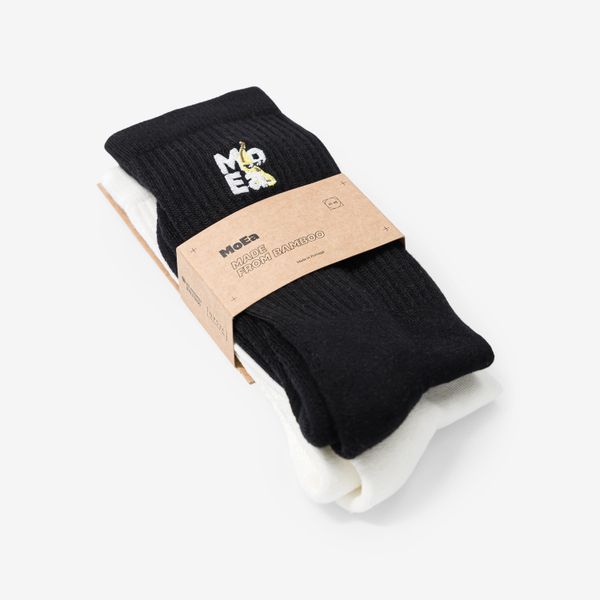 Moea Socks 2X Banana White + Black