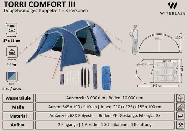 Torri 3 Comfort Camping Tent