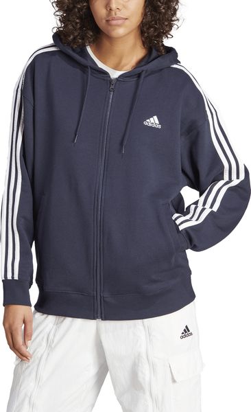 Essentials 3-STRIPES French Terry Oversized Full Zip Hoodie